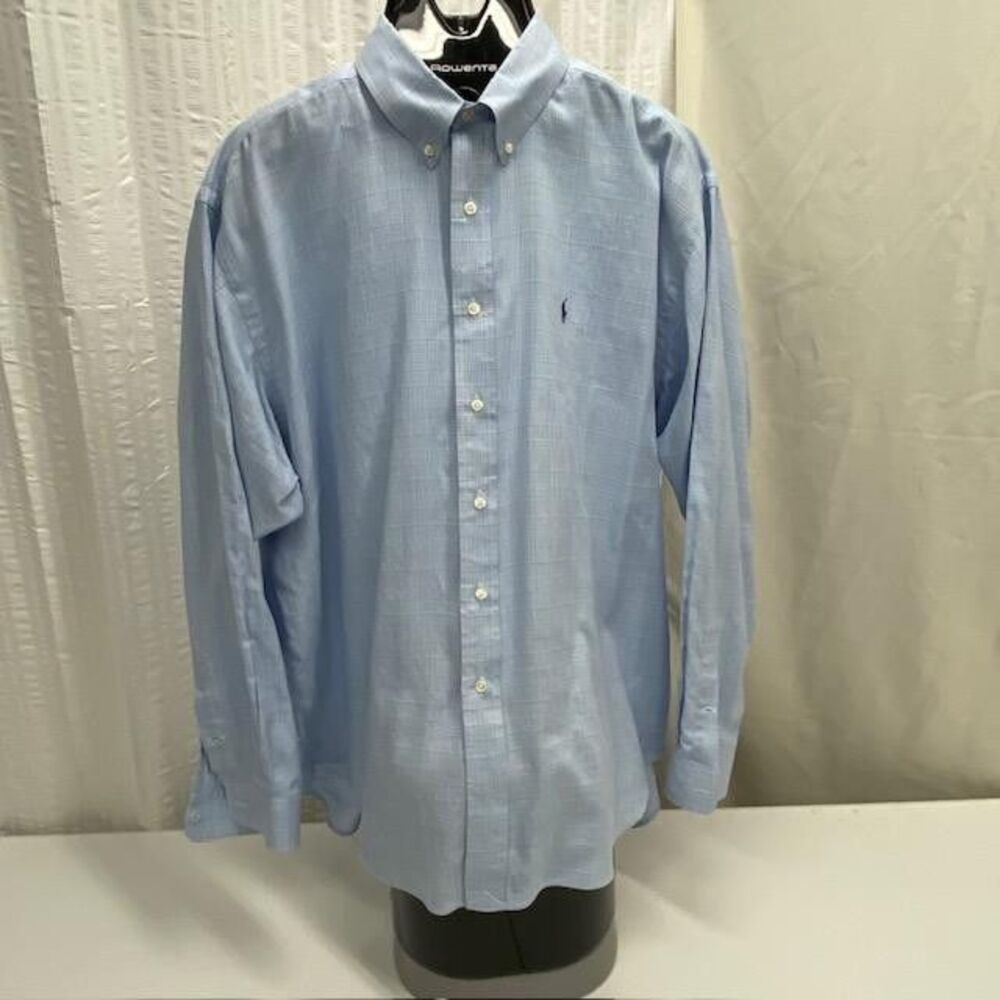 Ralph Lauren Blake Shirt Mens XL Blue Plaid Check Cotton Button Down Pony(398-4)